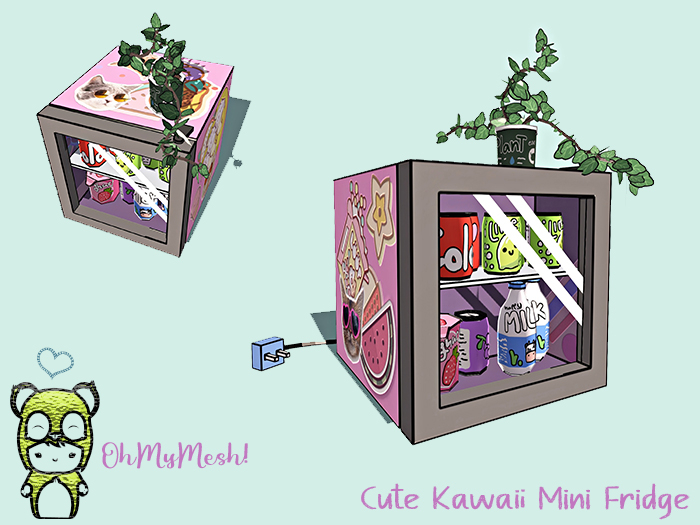 Second Life Marketplace OhMyMesh! Cute Kawaii Mini Fridge Full Perm